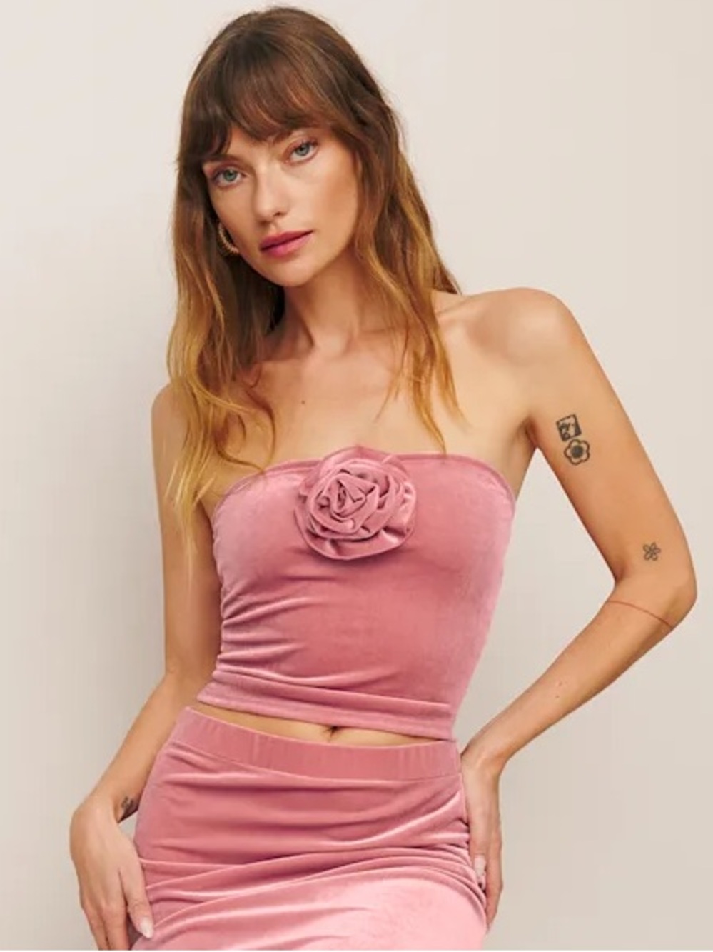 Reformation Adalynn Knit Tube Top Size L Light Pink